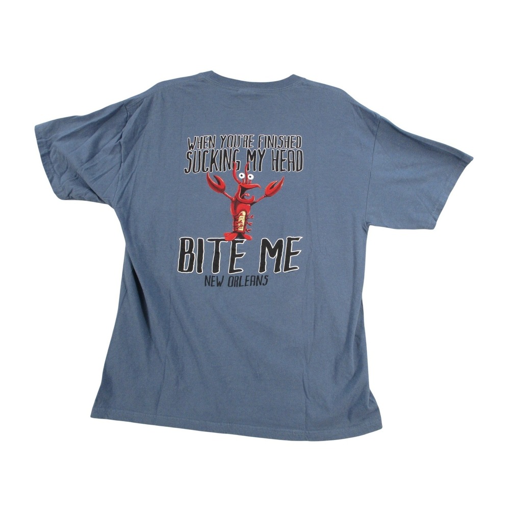 The Duck Co Bourbon Street New Orleans Crawfish Graphic T-Shirt Mens Large Blue